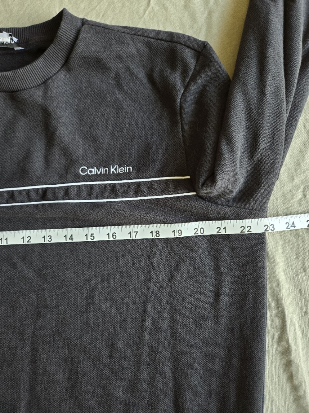 Calvin Klein Black Crewneck with White Double Stripe and Logo - Picture 3 of 7